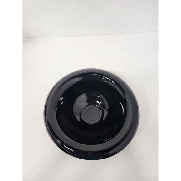 Vintage Black Depression Glass Round Serving Bowl Waterfall Edge Centerpiece MCM - Picture 2 of 6